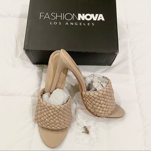 Beige Woven Mule Heels 8.5